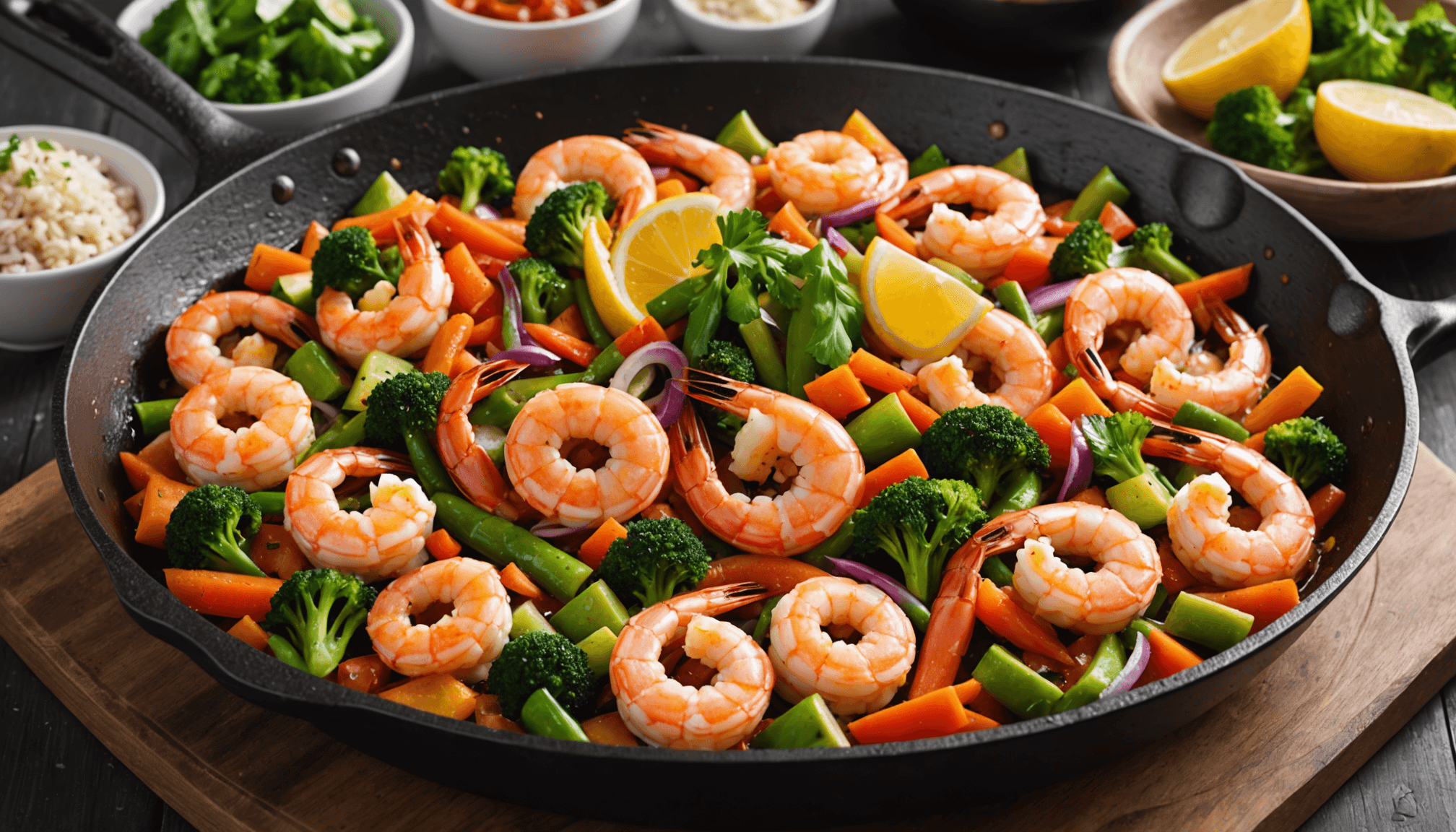 Speedy shrimp and veggie skillet