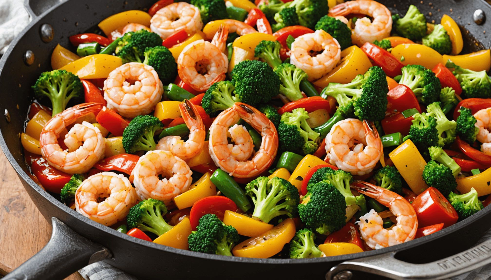 Speedy shrimp and veggie skillet