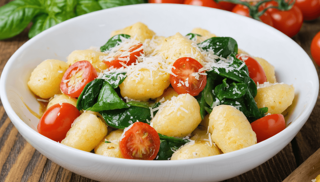 Quick and easy gnocchi with spinach and tomatoes